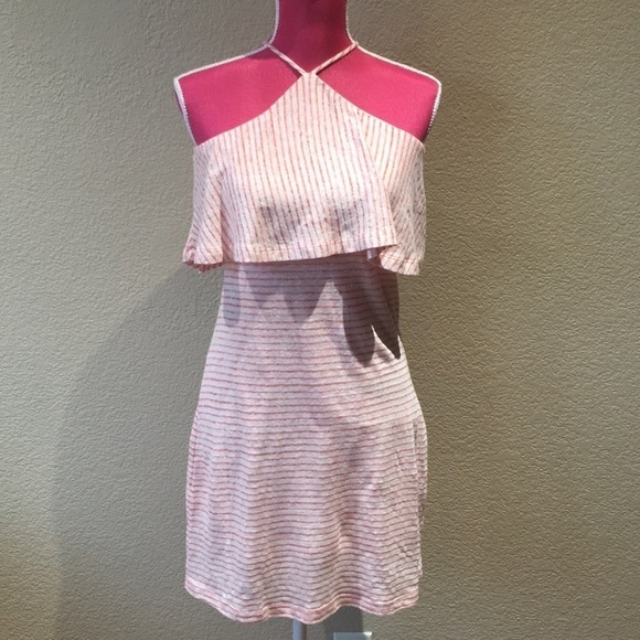 Splendid Linen Mini Stripe Halter Dress - Picture 4 of 8